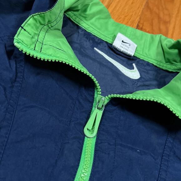 90s Nike Vintage Center Swoosh Pullover 1/4 Zip Windbreaker Blue Green XXL Retro - Picture 3 of 12